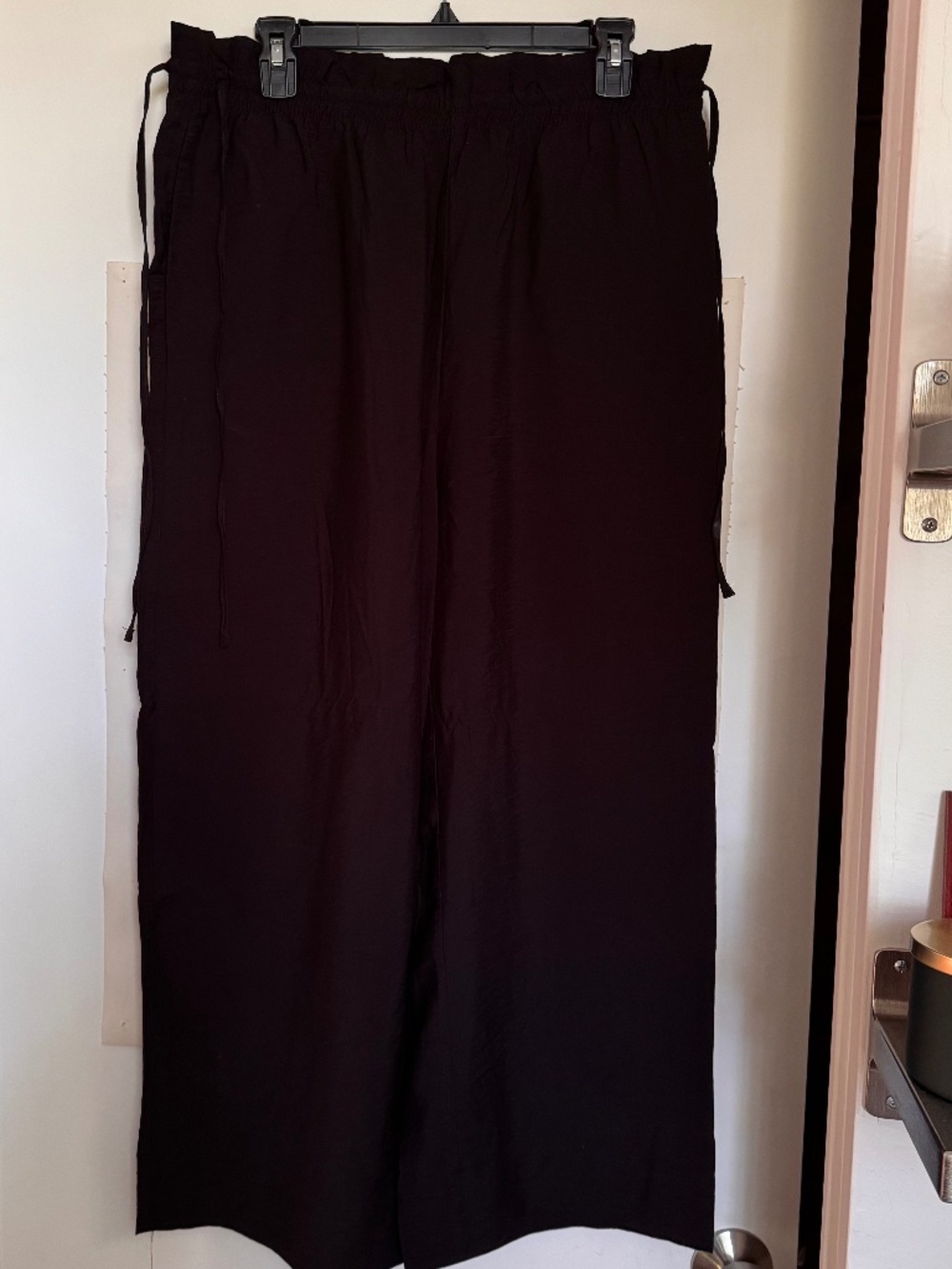 A New Day Black Wide Leg Side Tie Pull-On Pants